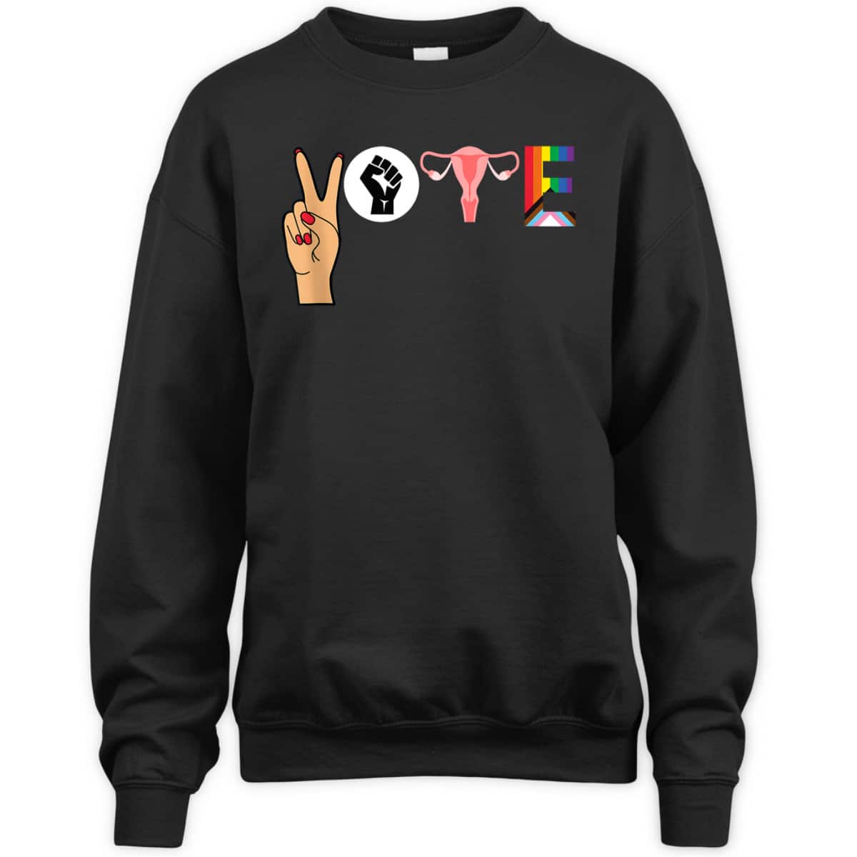 VOTE Peace Sign Hand BLM Fist Ovaries Feminism LGBTQ T-Shirt