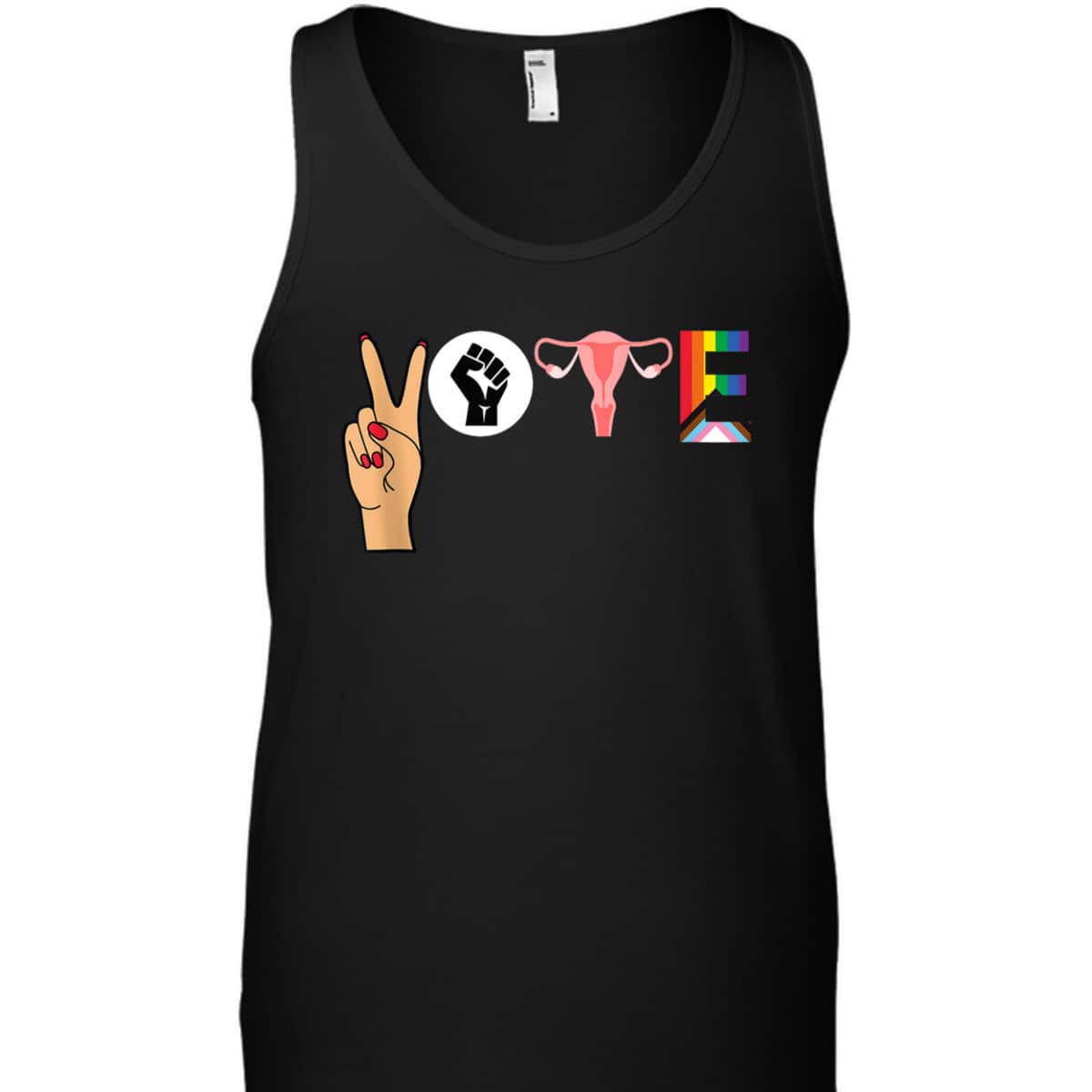 VOTE Peace Sign Hand BLM Fist Ovaries Feminism LGBTQ T-Shirt