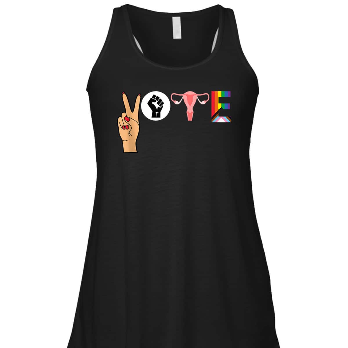 VOTE Peace Sign Hand BLM Fist Ovaries Feminism LGBTQ T-Shirt