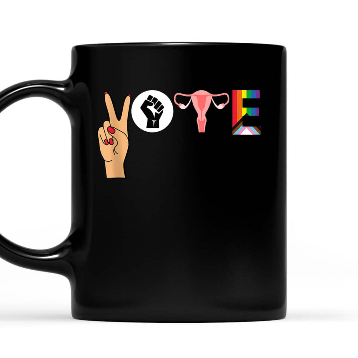 VOTE Peace Sign Hand BLM Fist Ovaries Feminism LGBTQ T-Shirt