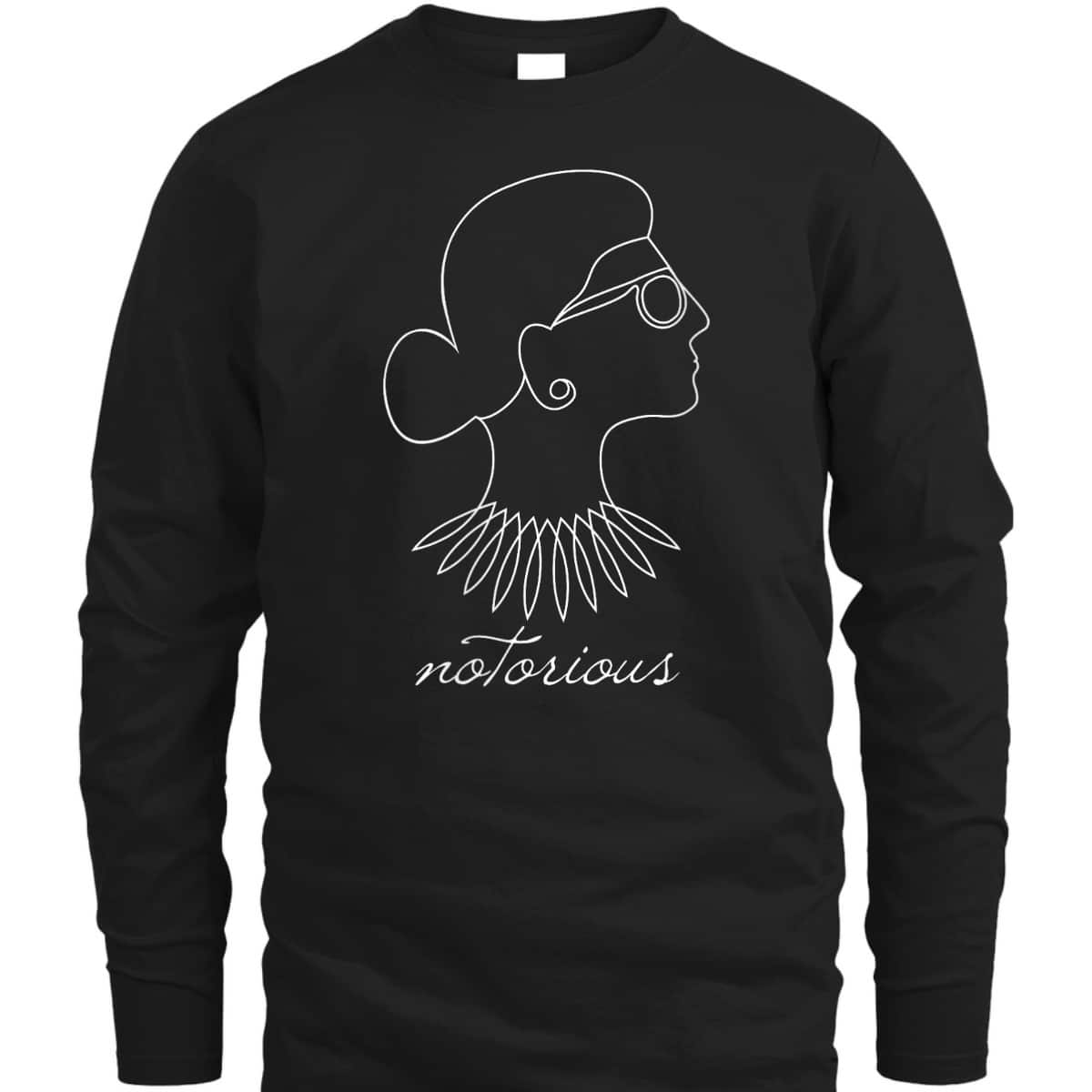 Womens Notorious RBG Feminist Profile Line Drawing T-Shirt