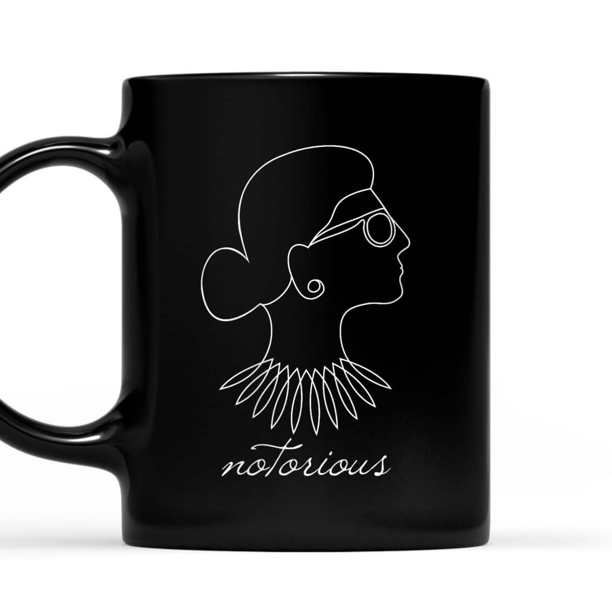 Womens Notorious RBG Feminist Profile Line Drawing T-Shirt