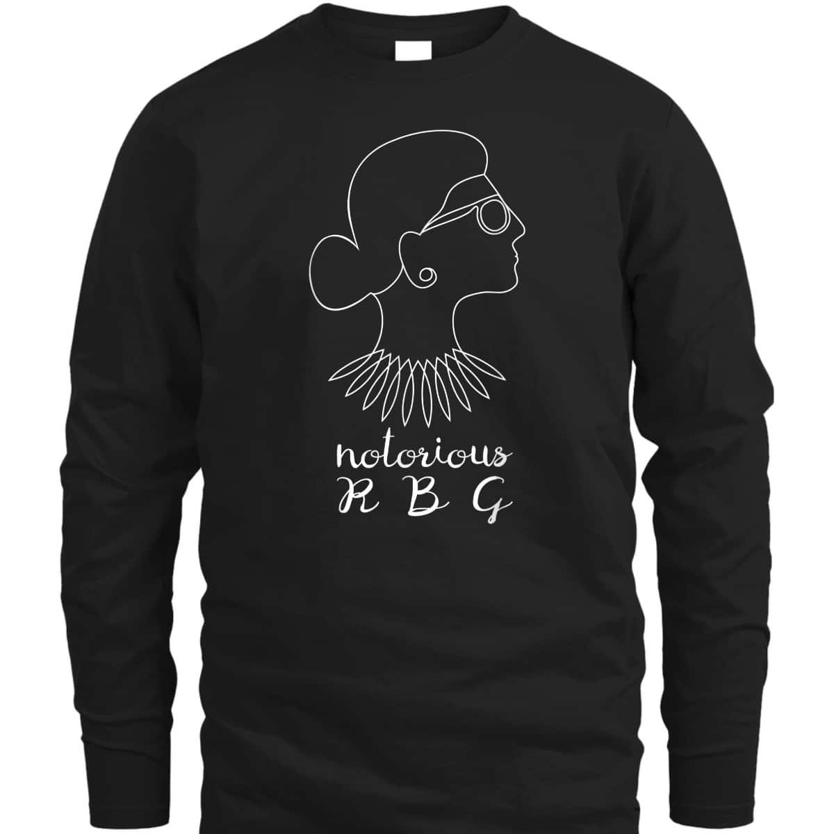 Notorious RBG Profile Collar Line Drawing Feminist Art T-Shirt