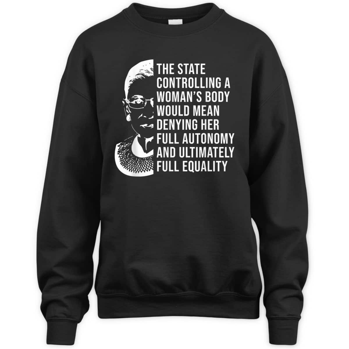 RBG Quote Controlling A Woman's Body Pro Choice Feminism T-Shirt RBG Quote Controlling A Woman's Body Pro Choice Feminism T-Shirt