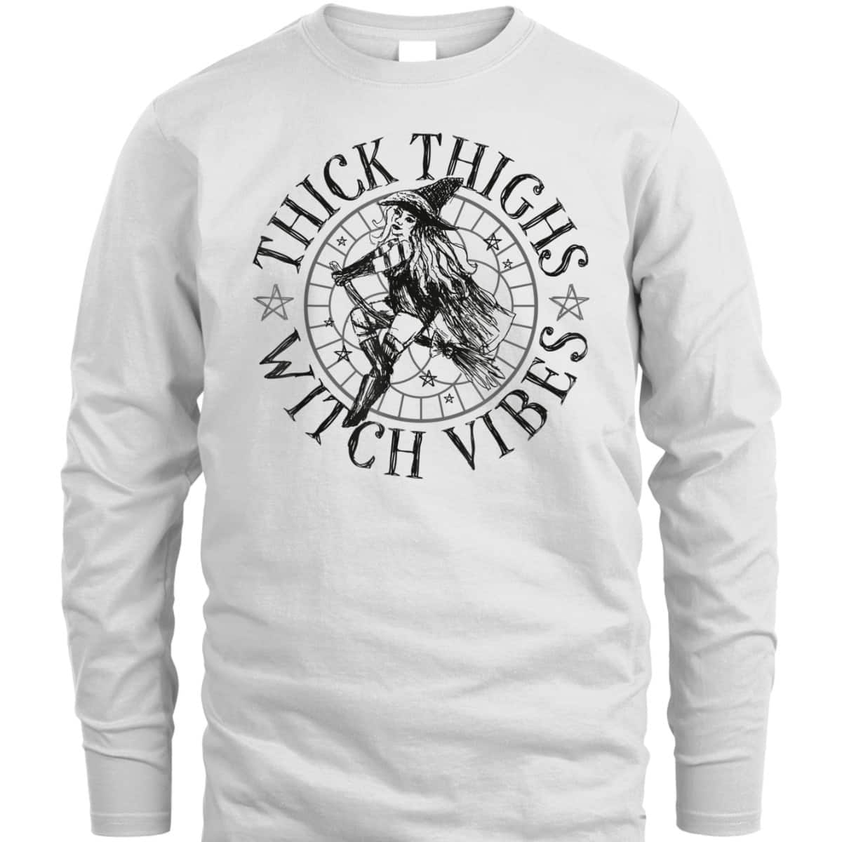 Thick Thighs Witch Vibes Feminist Spooky Vibes Halloween T-Shirt