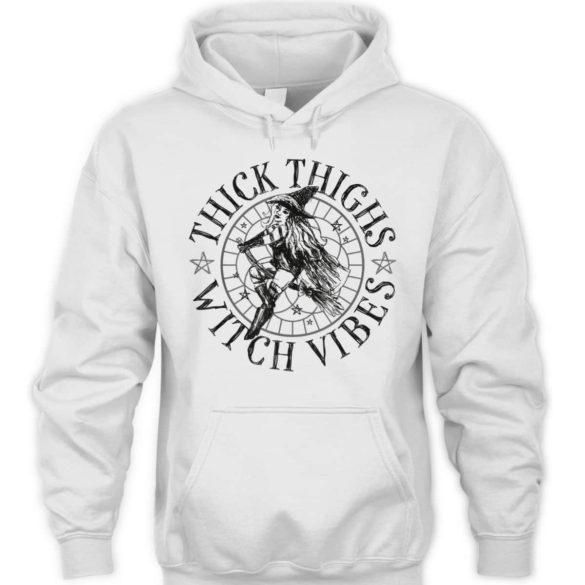 Thick Thighs Witch Vibes Feminist Spooky Vibes Halloween T-Shirt