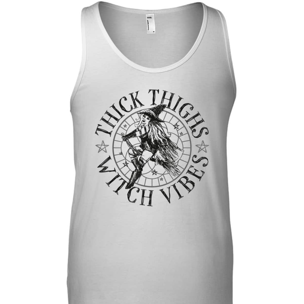 Thick Thighs Witch Vibes Feminist Spooky Vibes Halloween T-Shirt