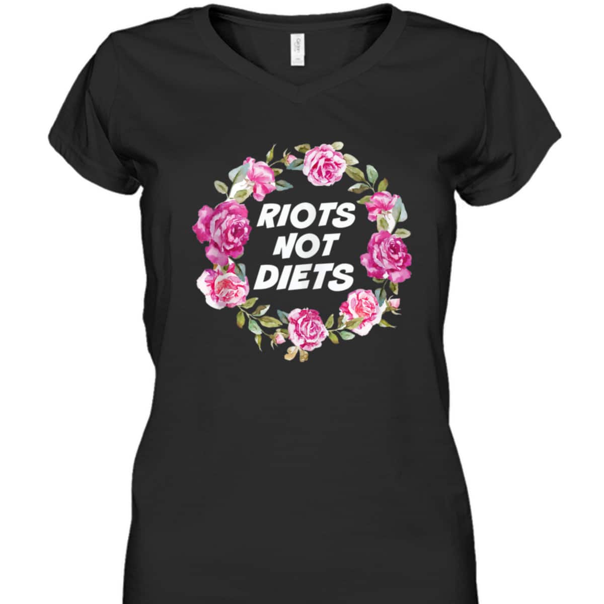 Riots Not Diets Body Positive Feminist Floral Wreath T-Shirt