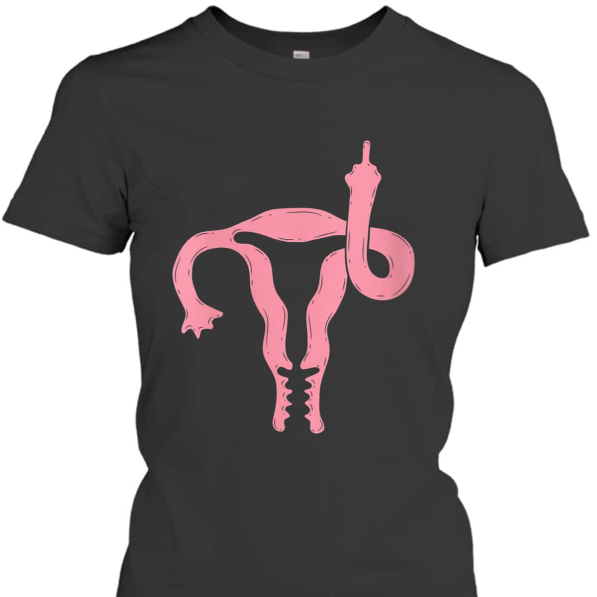 Womens Uterus Shows Middle Finger Feminist Feminism Gift T-Shirt