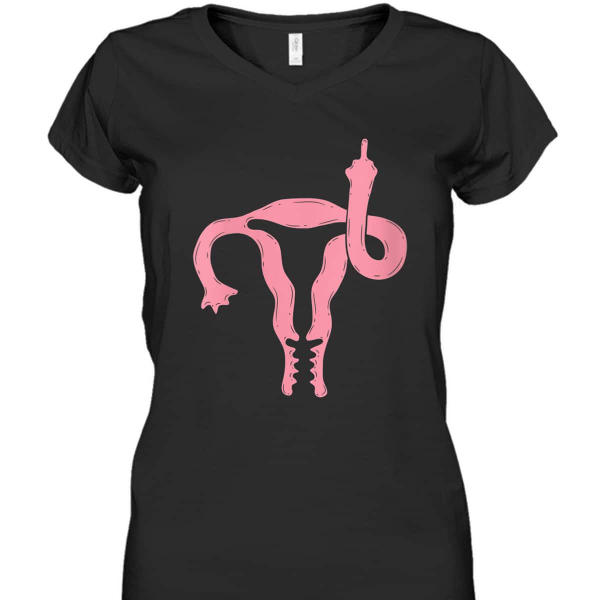 Womens Uterus Shows Middle Finger Feminist Feminism Gift T-Shirt