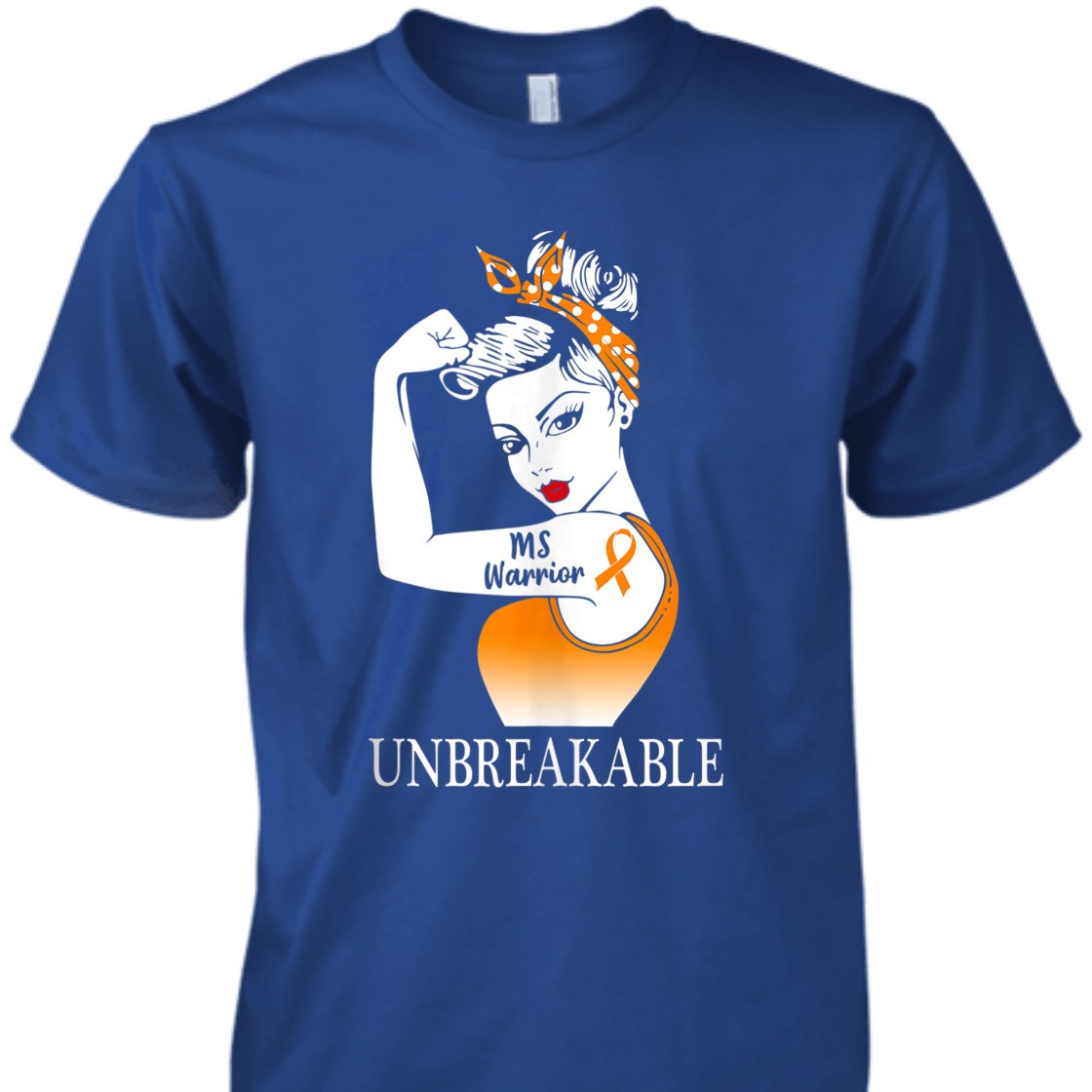 Strong Women Rosie The Riveter Multiple Sclerosis MS Warrior Unbreakable T-Shirt Gift