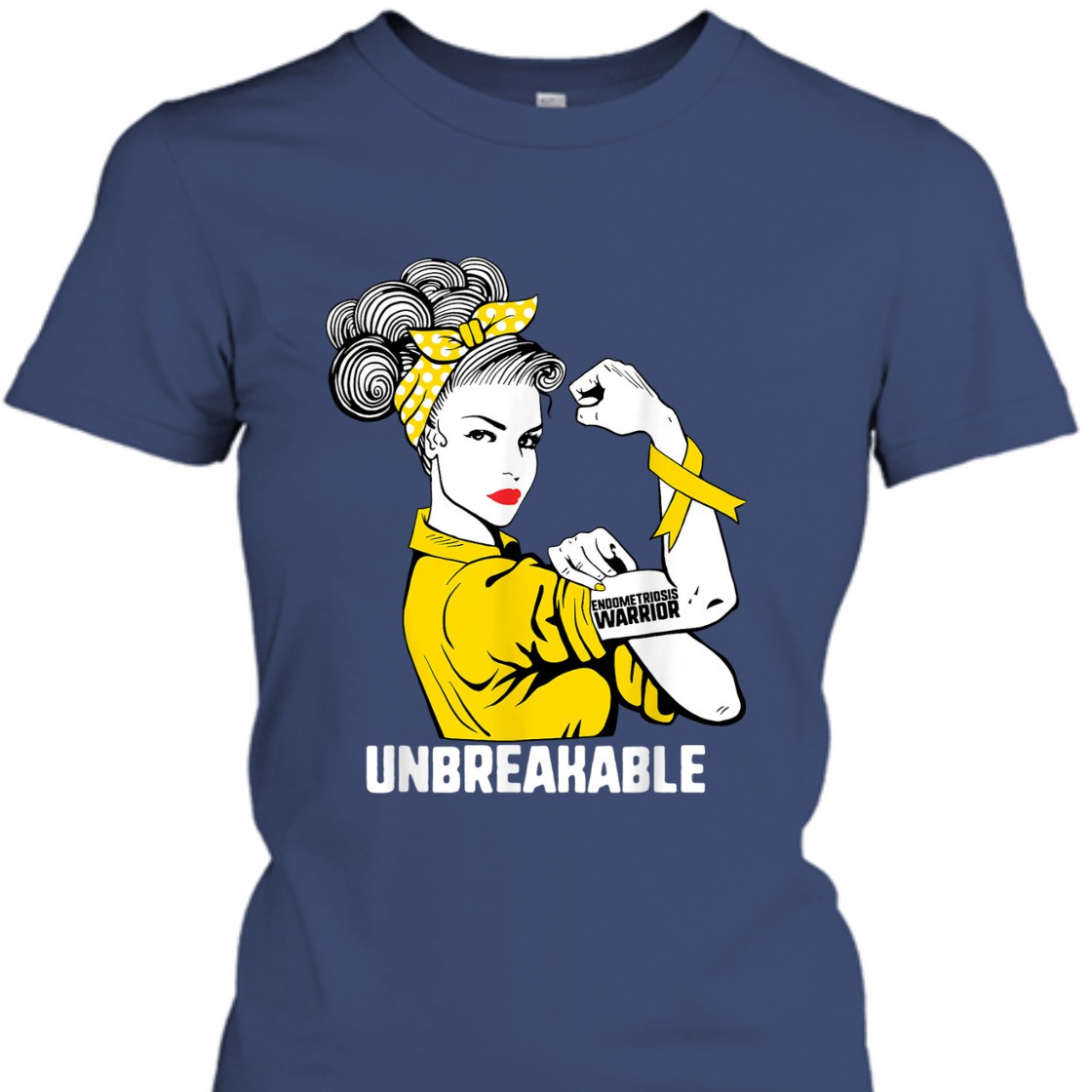 Strong Women Rosie The Riveter Endometriosis Warrior Unbreakable T-Shirt