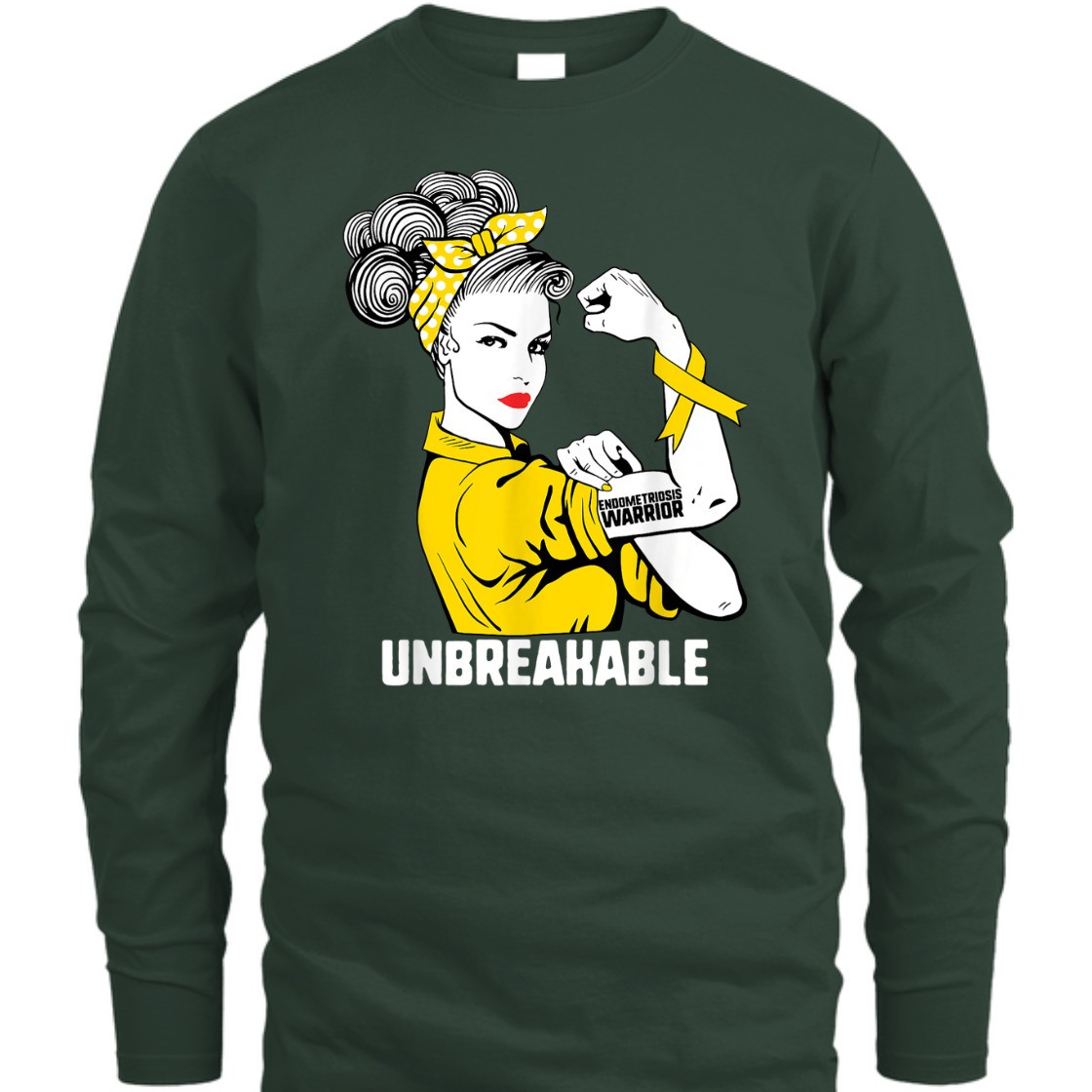 Strong Women Rosie The Riveter Endometriosis Warrior Unbreakable T-Shirt