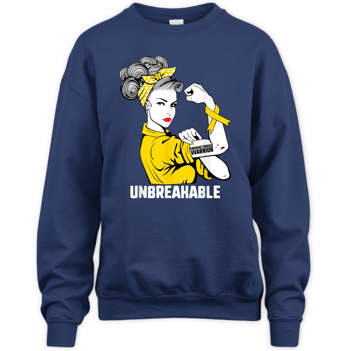 Strong Women Rosie The Riveter Endometriosis Warrior Unbreakable T-Shirt