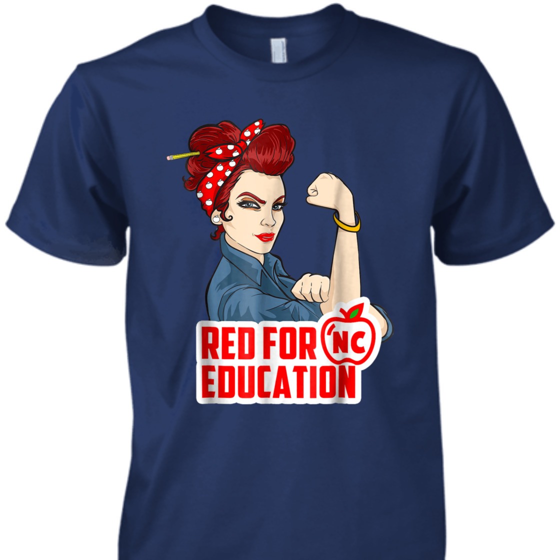 Strong Women Rosie The Riveter Red For Education T-Shirt