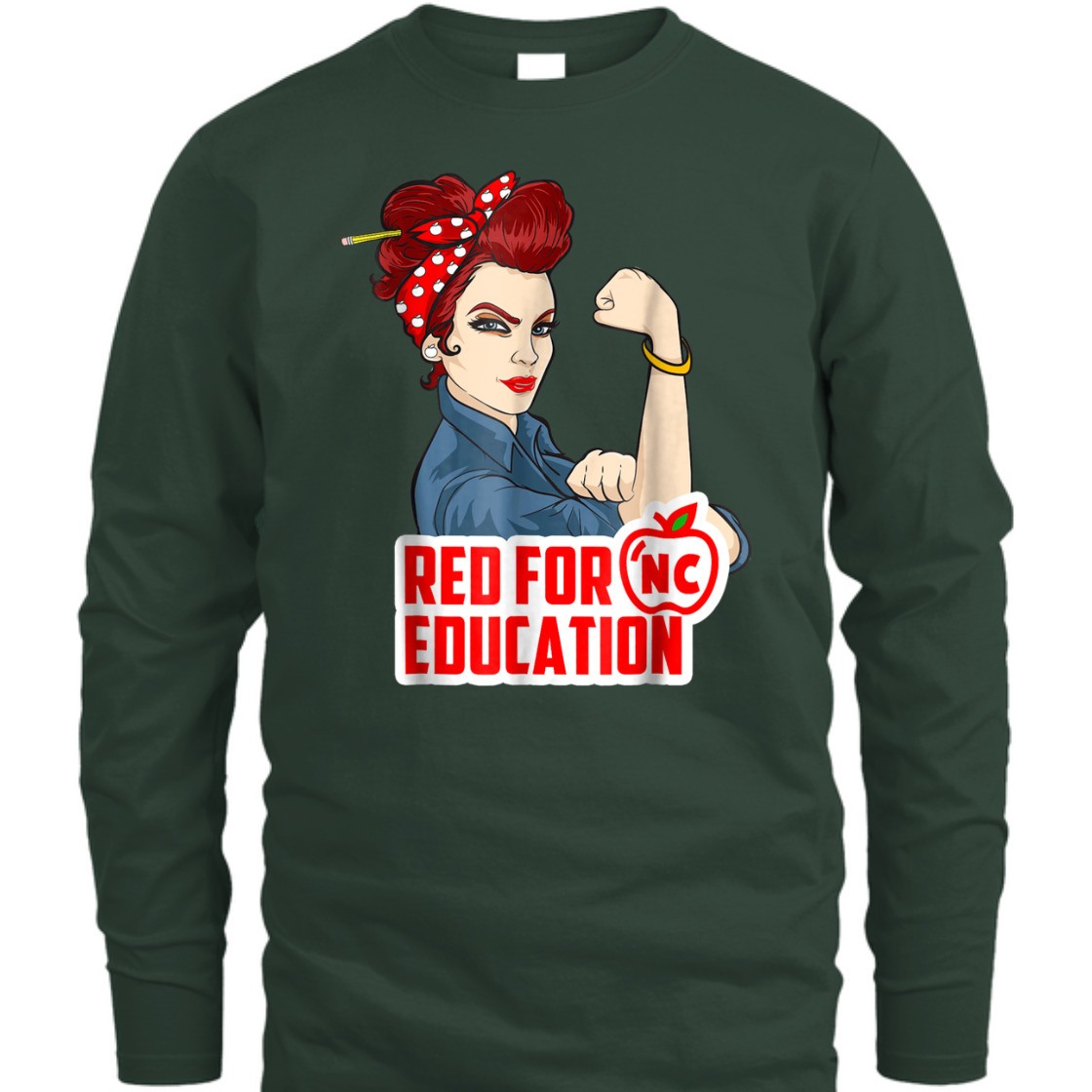 Strong Women Rosie The Riveter Red For Education T-Shirt