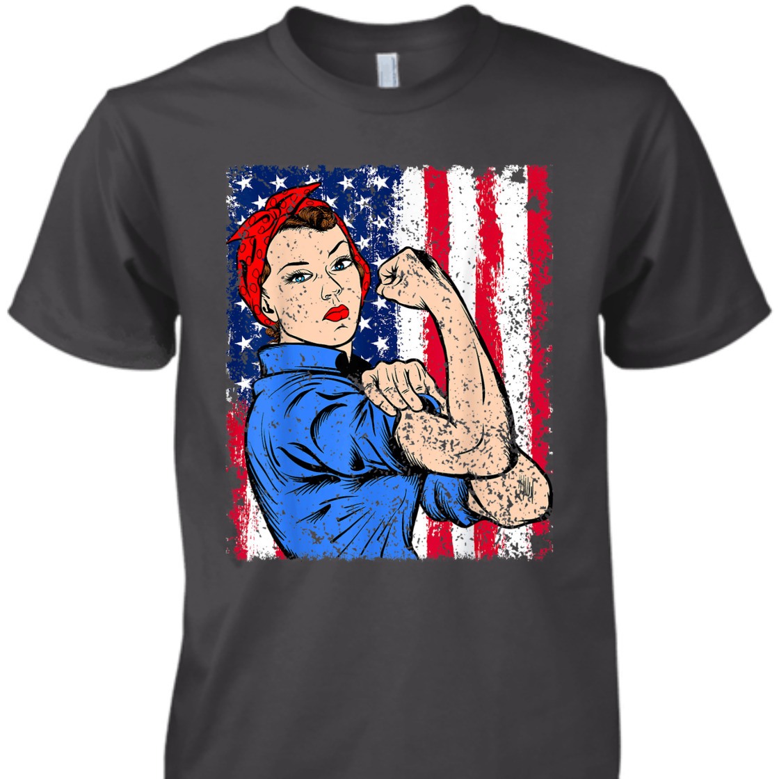 Strong Women Rosie The Riveter Feminist Patriotic T-Shirt