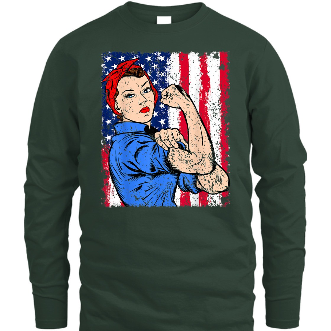 Strong Women Rosie The Riveter Feminist Patriotic T-Shirt