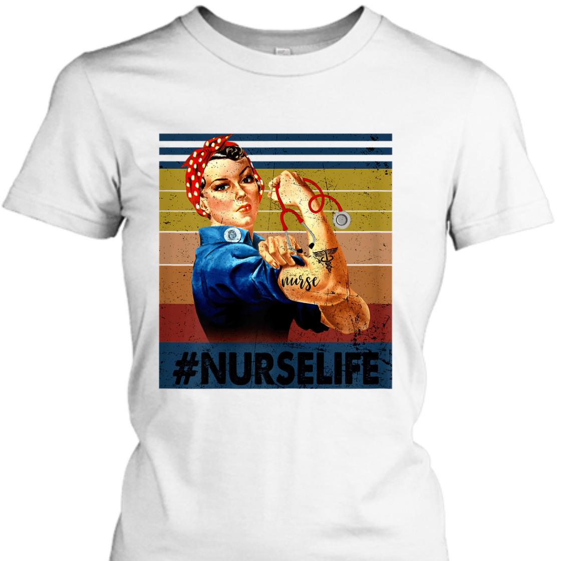 Strong Women Rosie The Riveter Vintage Nurse Life Feminist T-Shirt Strong Women Rosie The Riveter Vintage Nurse Life Feminist T-Shirt