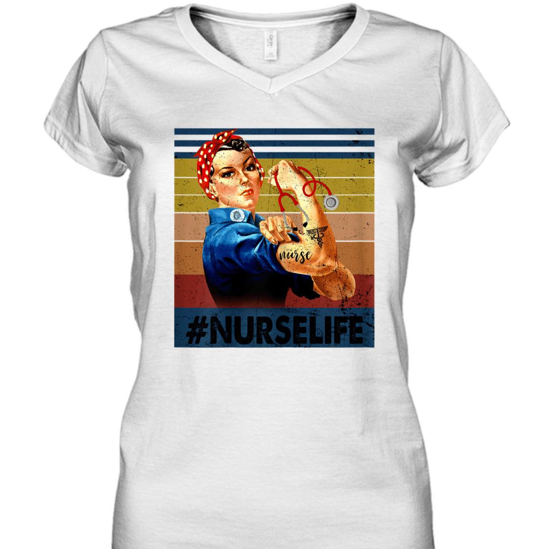 Strong Women Rosie The Riveter Vintage Nurse Life Feminist T-Shirt Strong Women Rosie The Riveter Vintage Nurse Life Feminist T-Shirt