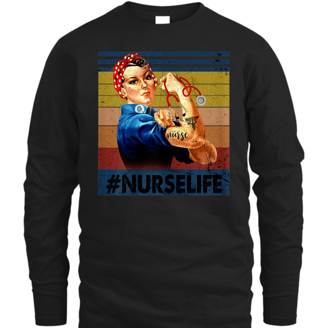 Strong Women Rosie The Riveter Vintage Nurse Life Feminist T-Shirt Strong Women Rosie The Riveter Vintage Nurse Life Feminist T-Shirt