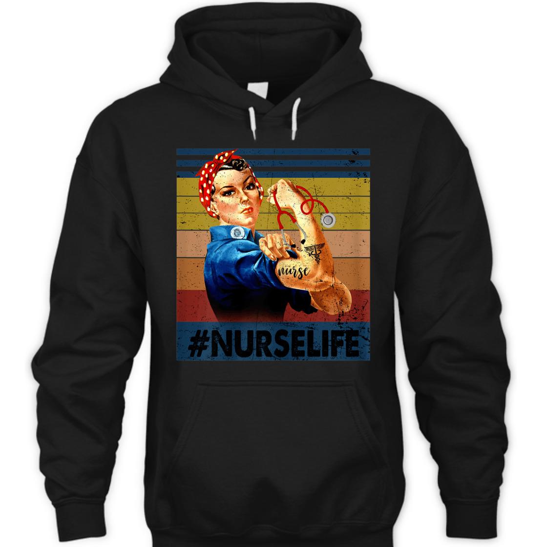 Strong Women Rosie The Riveter Vintage Nurse Life Feminist T-Shirt