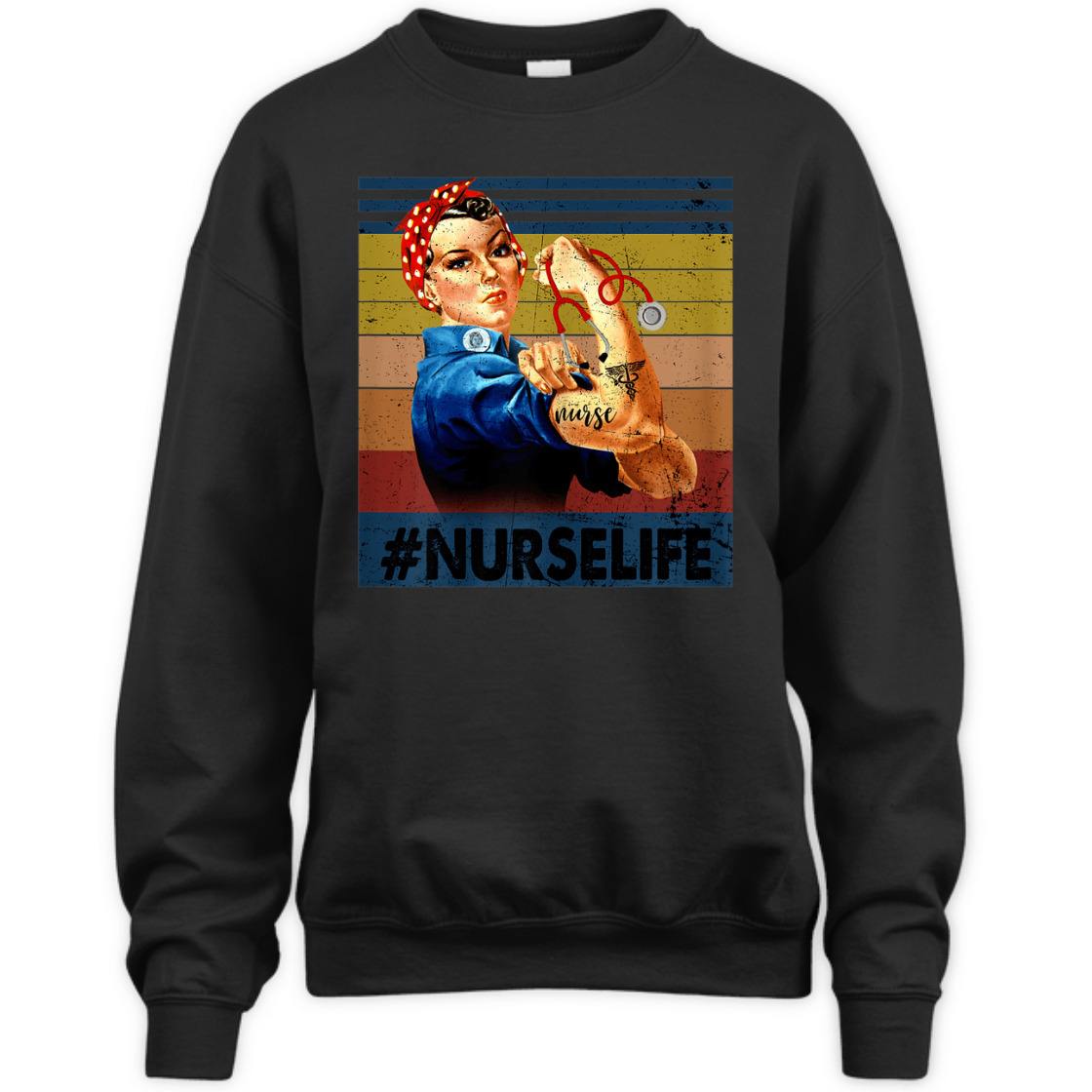Strong Women Rosie The Riveter Vintage Nurse Life Feminist T-Shirt
