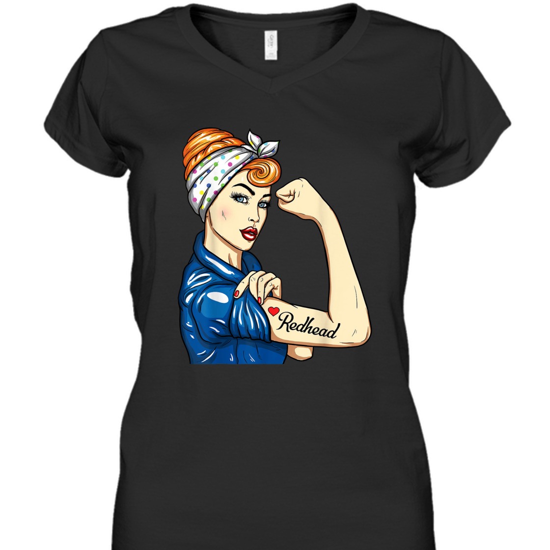 Strong Women Redhead Rosie The Riveter T-Shirt
