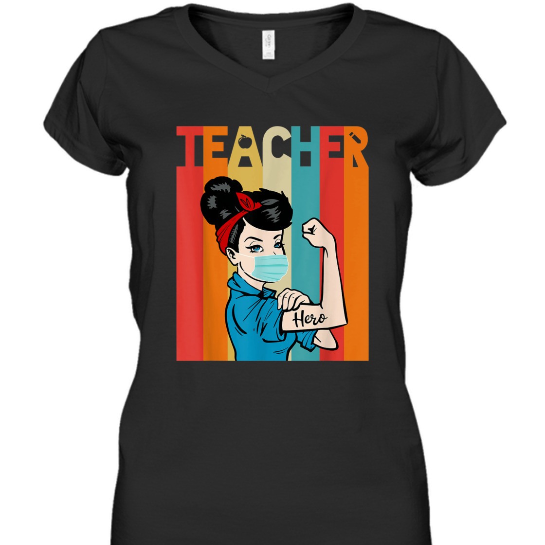 Strong Women Rosie The Riveter Vintage Teacher T-Shirt