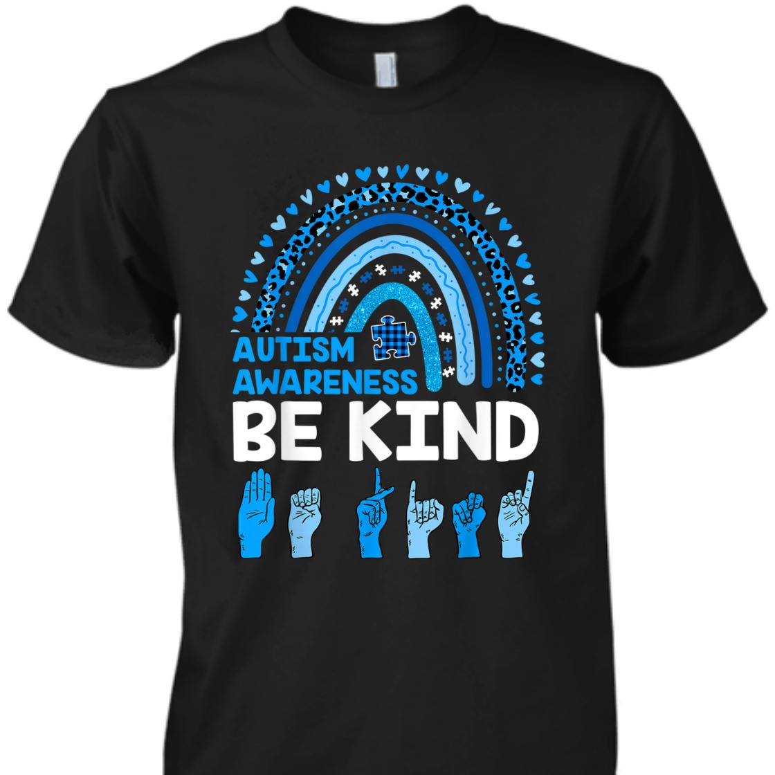 Strong Women Be Kind Autism Awareness Leopard Rainbow Kindness Autistic T-Shirt