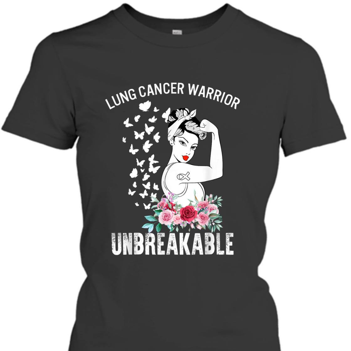 Strong Women Lung Cancer Awareness Warrior Unbreakable T-Shirt
