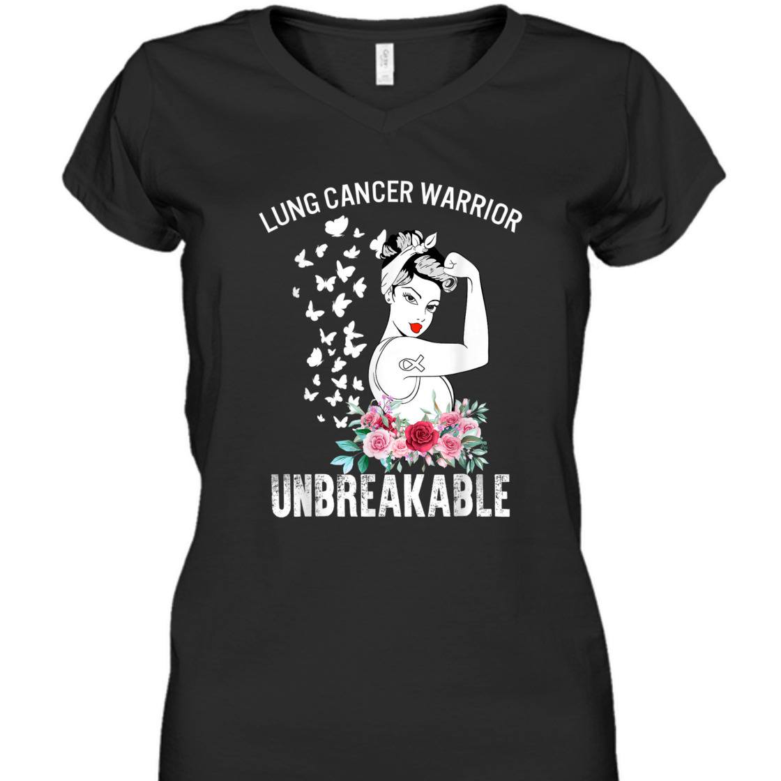 Strong Women Lung Cancer Awareness Warrior Unbreakable T-Shirt