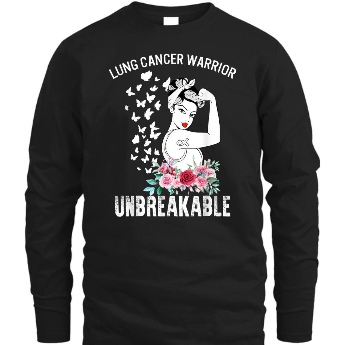Strong Women Lung Cancer Awareness Warrior Unbreakable T-Shirt