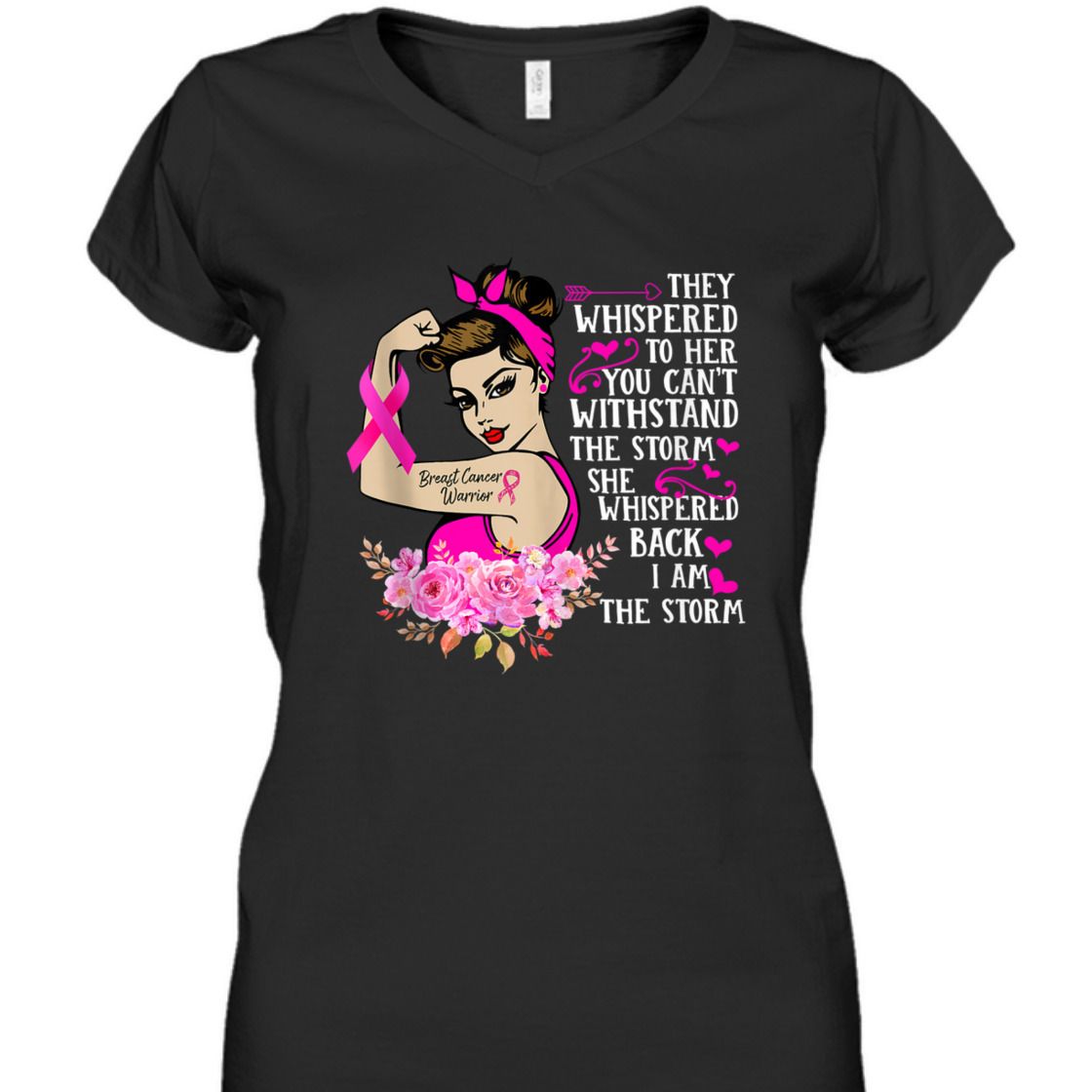 Strong Women I'm The Storm Breast Cancer Warrior Pink Ribbon T-Shirt