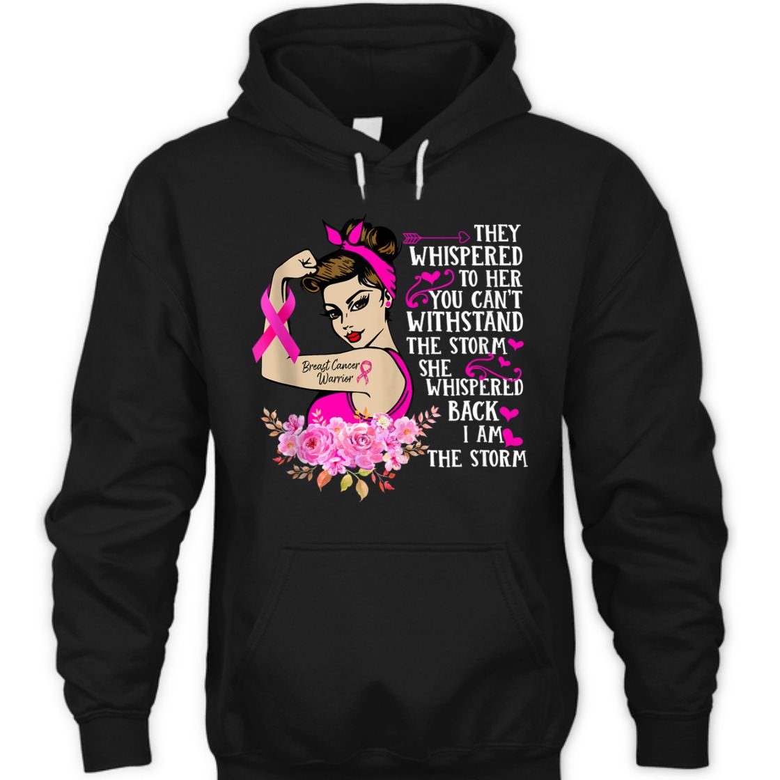 Strong Women I'm The Storm Breast Cancer Warrior Pink Ribbon T-Shirt