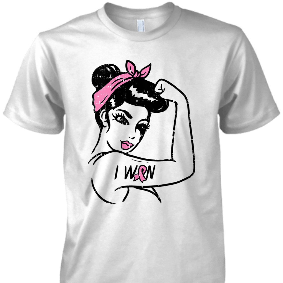 Strong Women Rosie Riveter The I Won Awareness Breast Cancer Survivor T-Shirt
