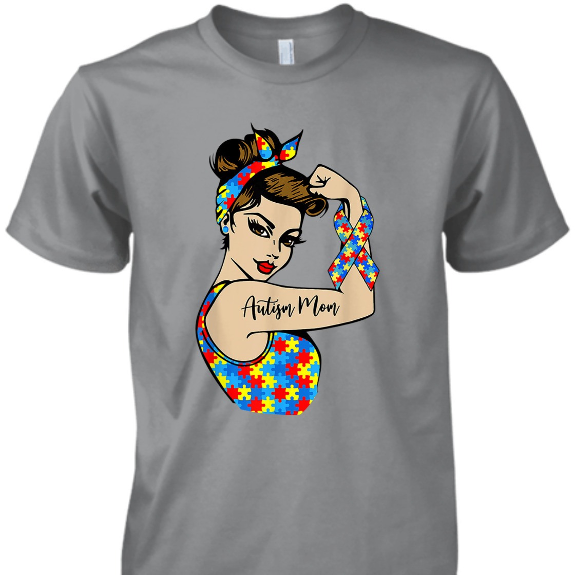 Strong Women Autism Mom Unbreakable Rosie The Riveter T-Shirt