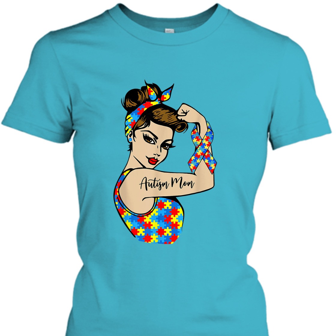 Strong Women Autism Mom Unbreakable Rosie The Riveter T-Shirt