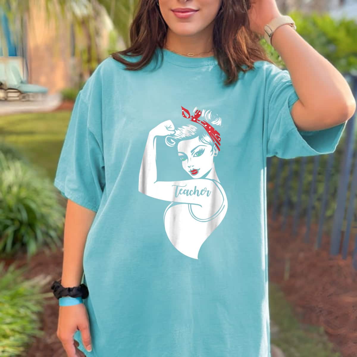 Strong Women Rosie The Riveter T-Shirt Teacher Gift Strong Women Rosie The Riveter T-Shirt Teacher Gift