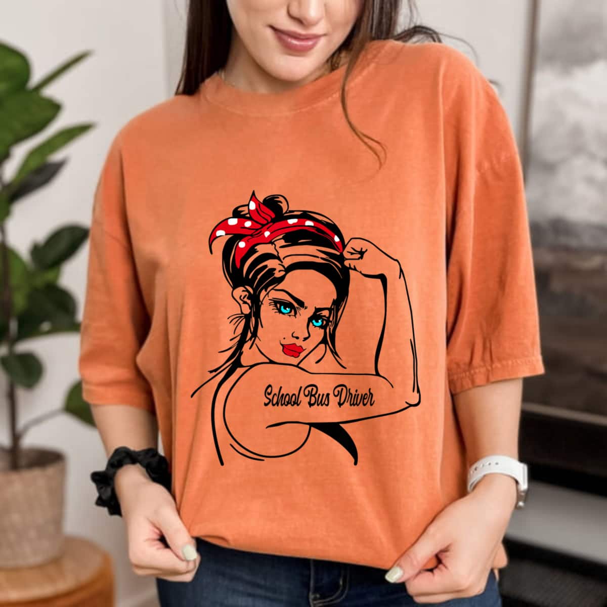 Strong Women School Bus Driver Rosie The Riveter Feminist T-Shirt Strong Women School Bus Driver Rosie The Riveter Feminist T-Shirt
