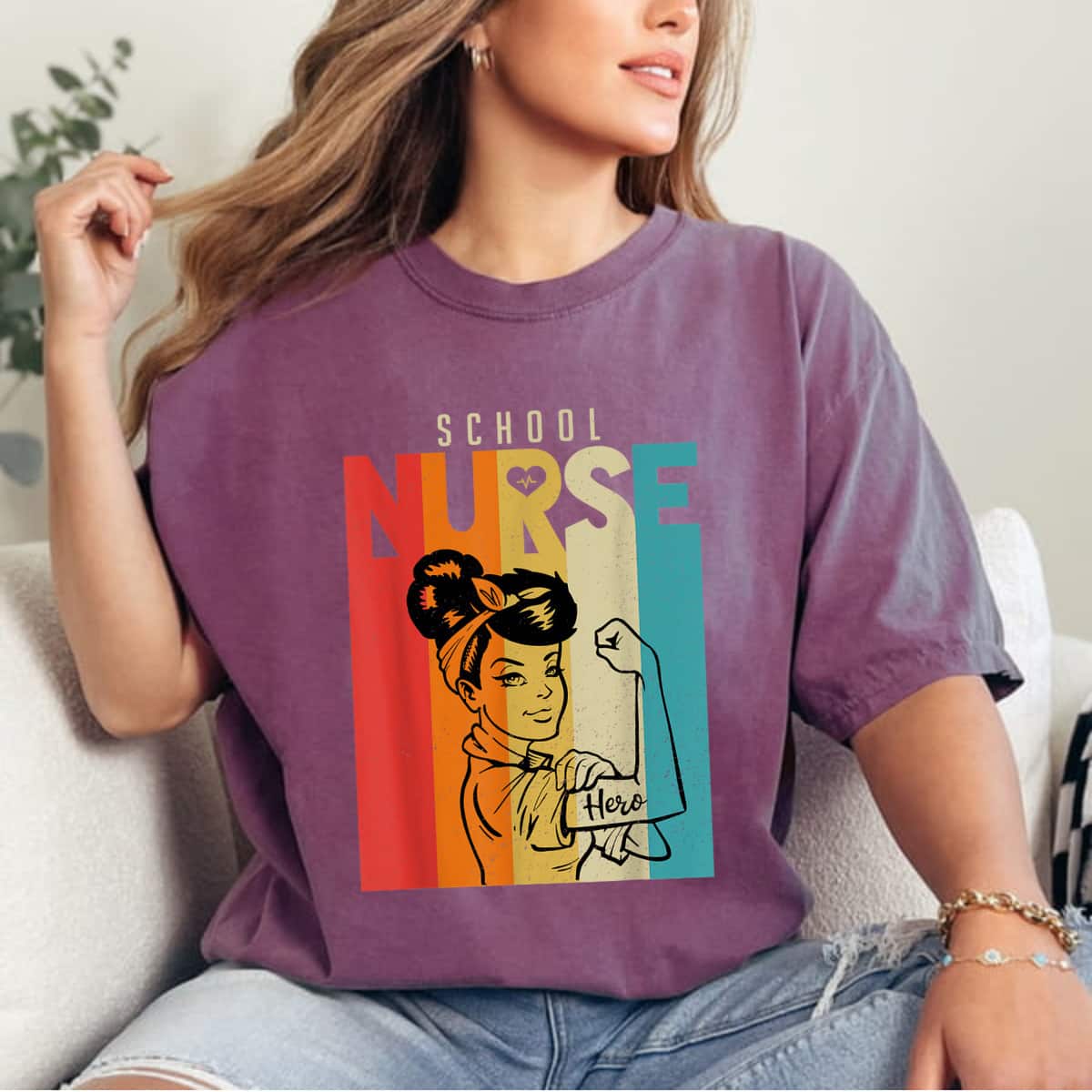 Vintage Rosie The Riveter School Nurse Feminist T-Shirt Vintage Rosie The Riveter School Nurse Feminist T-Shirt