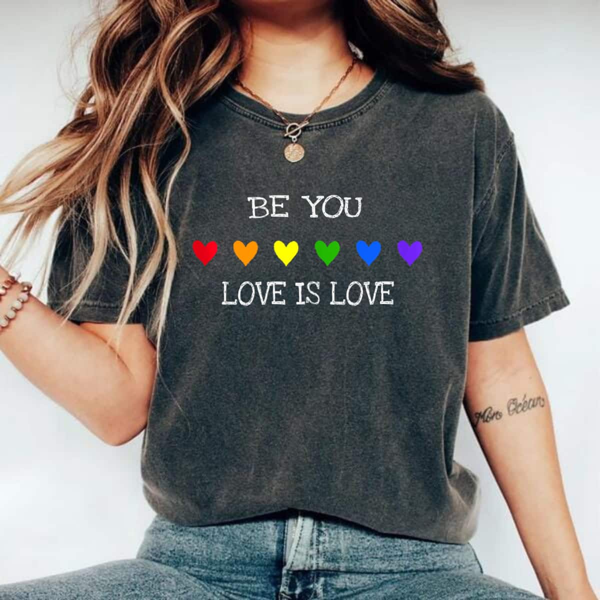 Gay Pride LGBTQ Equality Rainbow Hearts T-Shirt Gay Pride LGBTQ Equality Rainbow Hearts T-Shirt