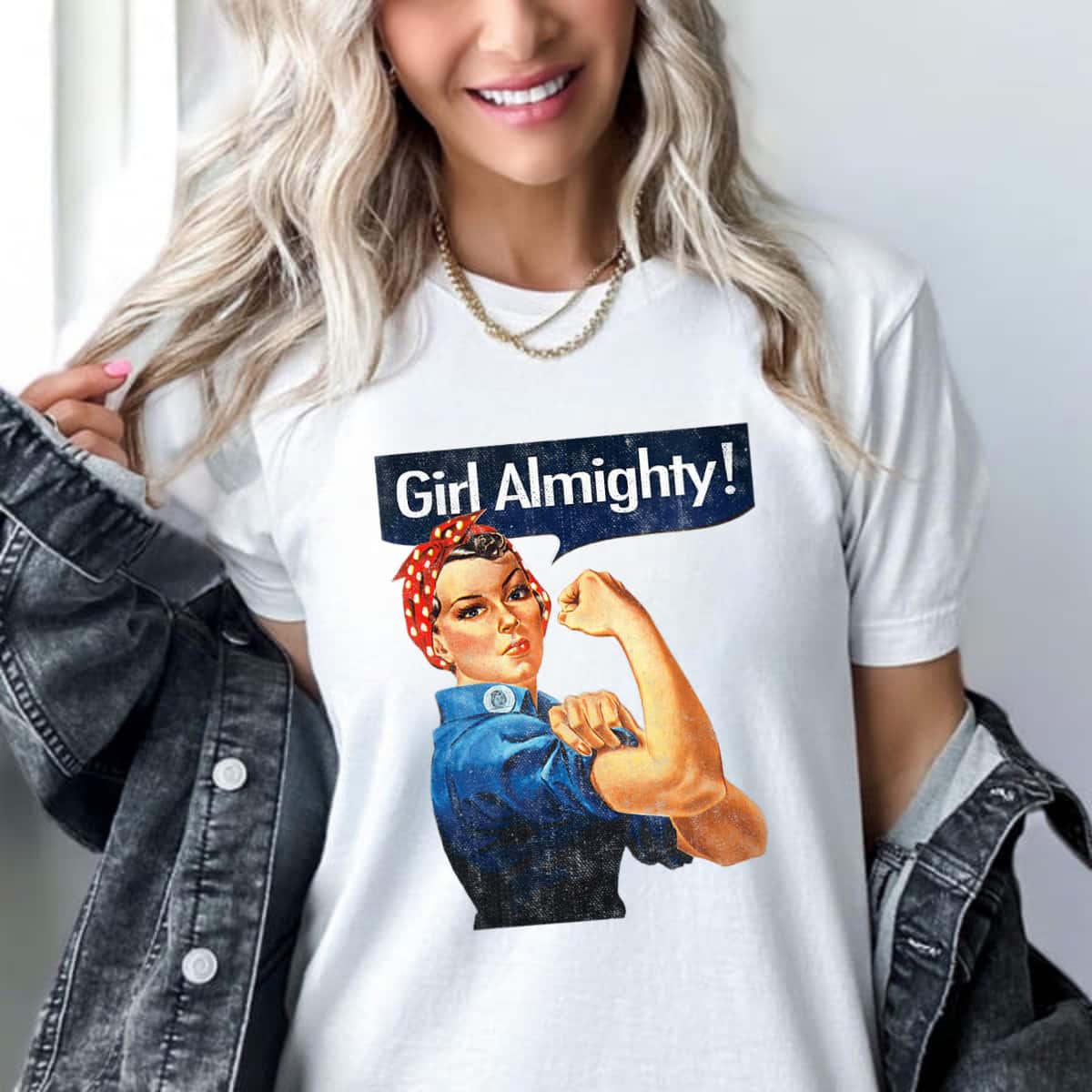 Strong Women Girl Almighty Rosie The Riveter Vintage T-Shirt Strong Women Girl Almighty Rosie The Riveter Vintage T-Shirt