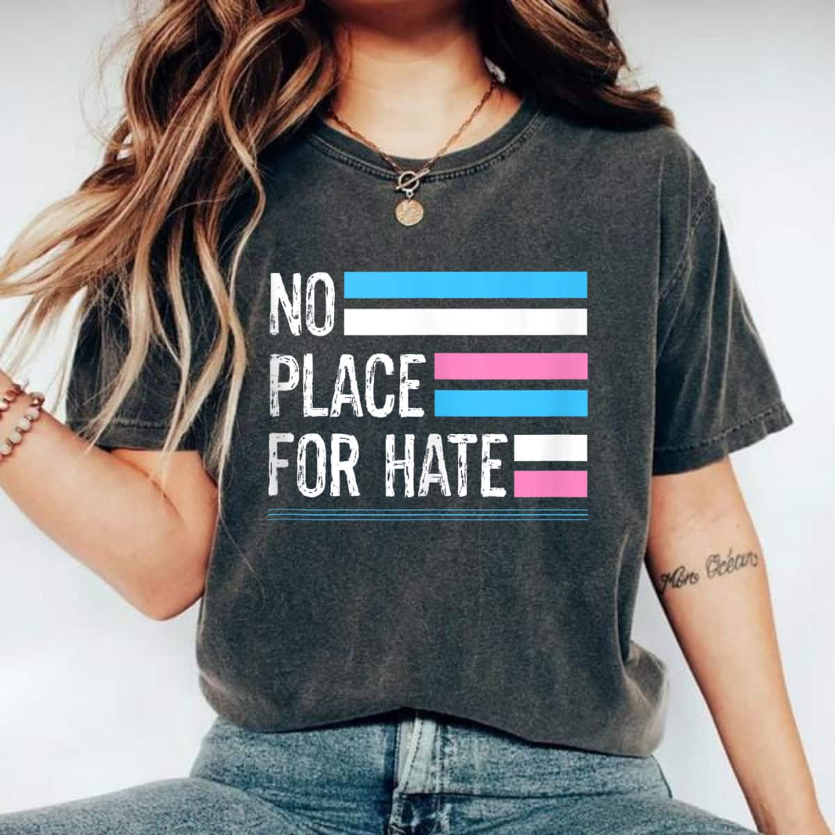No Place For Hate LGBTQ Transgender Pride Equality Support T-Shirt No Place For Hate LGBTQ Transgender Pride Equality Support T-Shirt