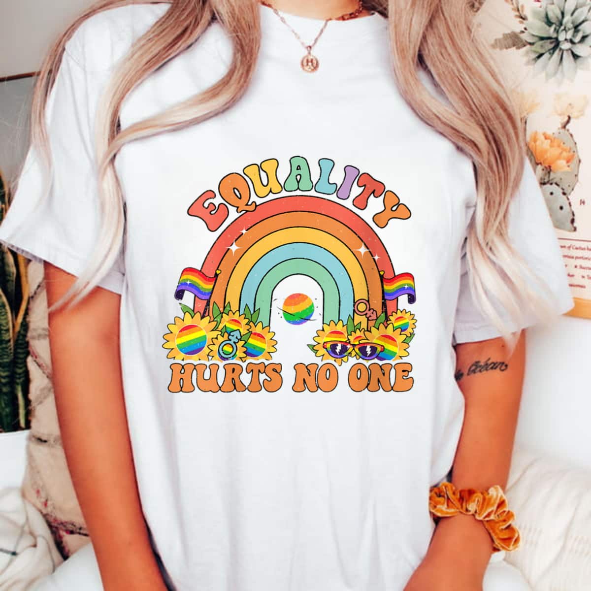 Womens Equality Hurts No One Groovy LGBT Equality Pride Human Right T-Shirt Womens Equality Hurts No One Groovy LGBT Equality Pride Human Right T-Shirt