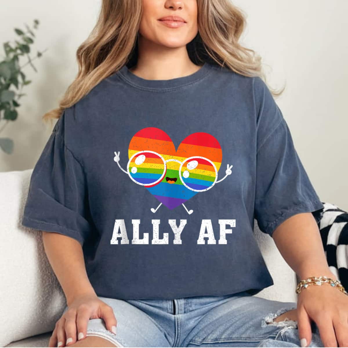 Ally AF Heart Rainbow Lesbian Love Equality Gay Pride Month T-Shirt Ally AF Heart Rainbow Lesbian Love Equality Gay Pride Month T-Shirt