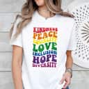 Groovy Kindness Peace Equality Rainbow Flag LGBTQ Ally Pride T-Shirt