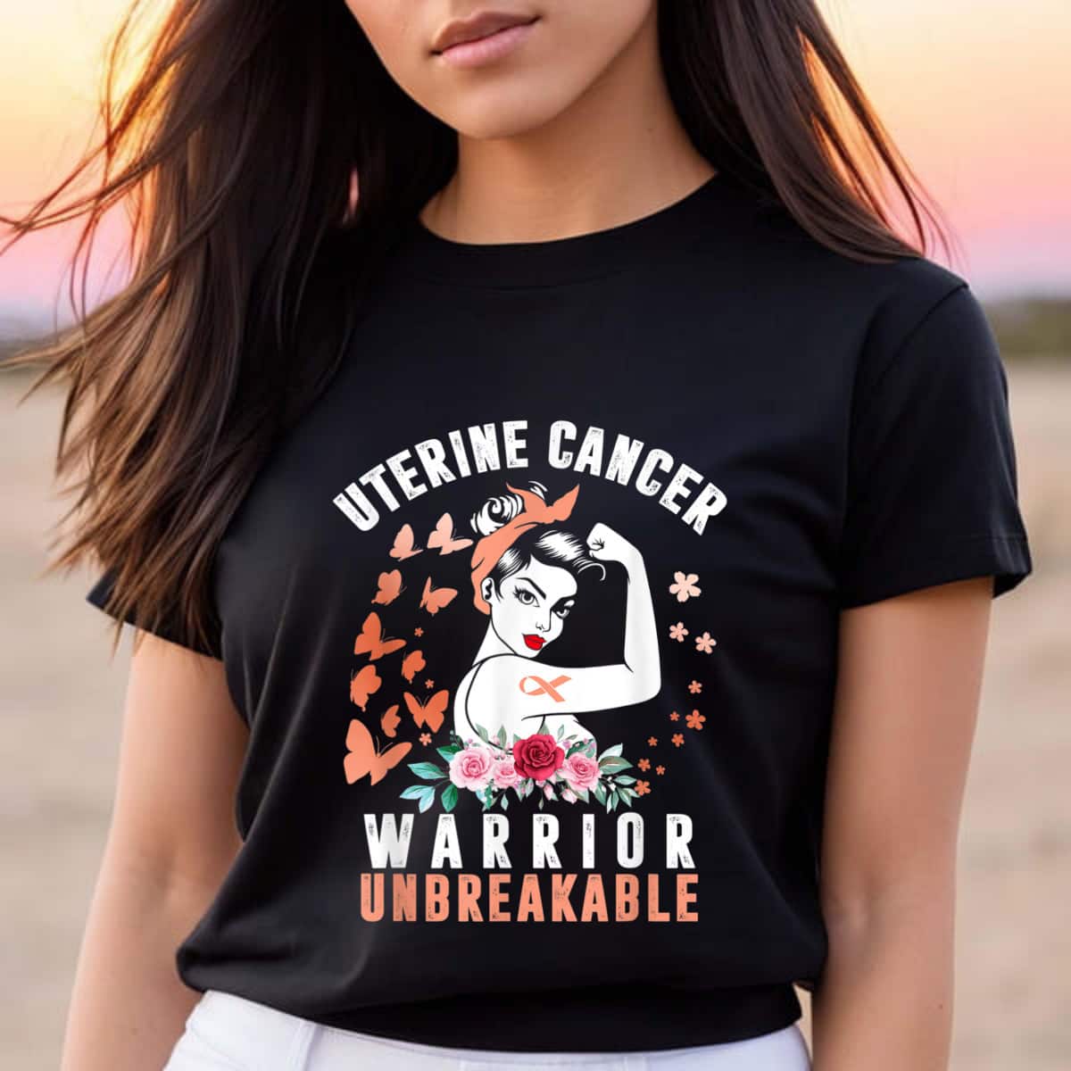 Strong Women Uterine Cancer Awareness Warrior Unbreakable T-Shirt Strong Women Uterine Cancer Awareness Warrior Unbreakable T-Shirt
