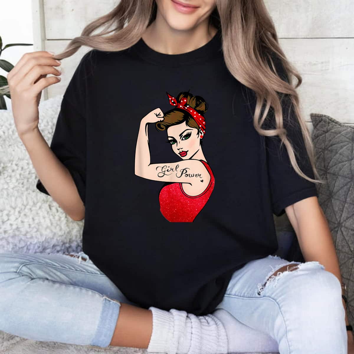Strong Women Girl Power Feminist Rosie The Riveter T-Shirt Strong Women Girl Power Feminist Rosie The Riveter T-Shirt
