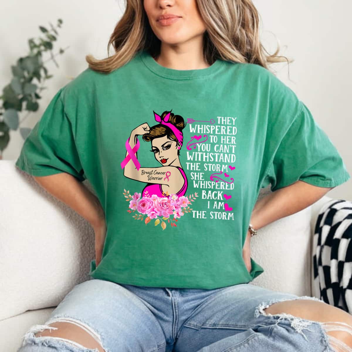 Strong Women I'm The Storm Breast Cancer Warrior Pink Ribbon T-Shirt Strong Women I'm The Storm Breast Cancer Warrior Pink Ribbon T-Shirt